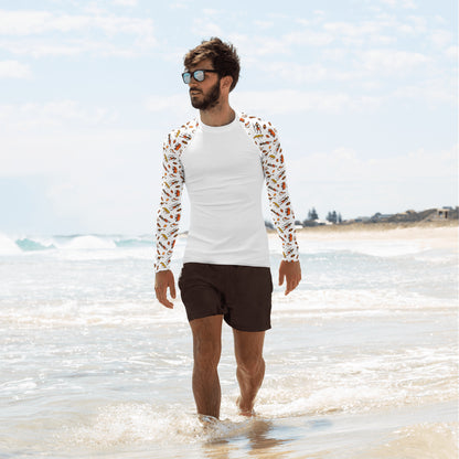 African Bushman & Wildlife Men's Rash Guard - Sleeves/White