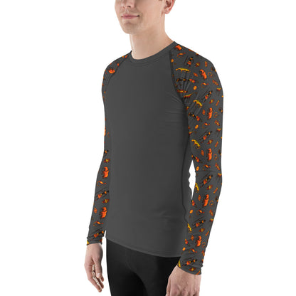 African Bushman & Wildlife Men's Rash Guard - Sleeves/Gray