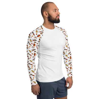 African Bushman & Wildlife Men's Rash Guard - Sleeves/White