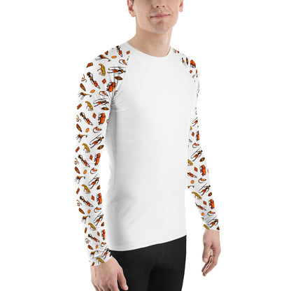 African Bushman & Wildlife Men's Rash Guard - Sleeves/White