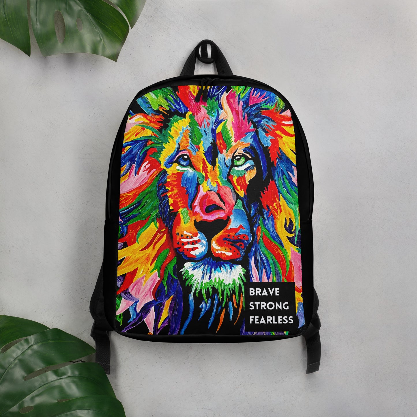 Brave, Strong, Fearless Rainbow Lion Minimalist Backpack