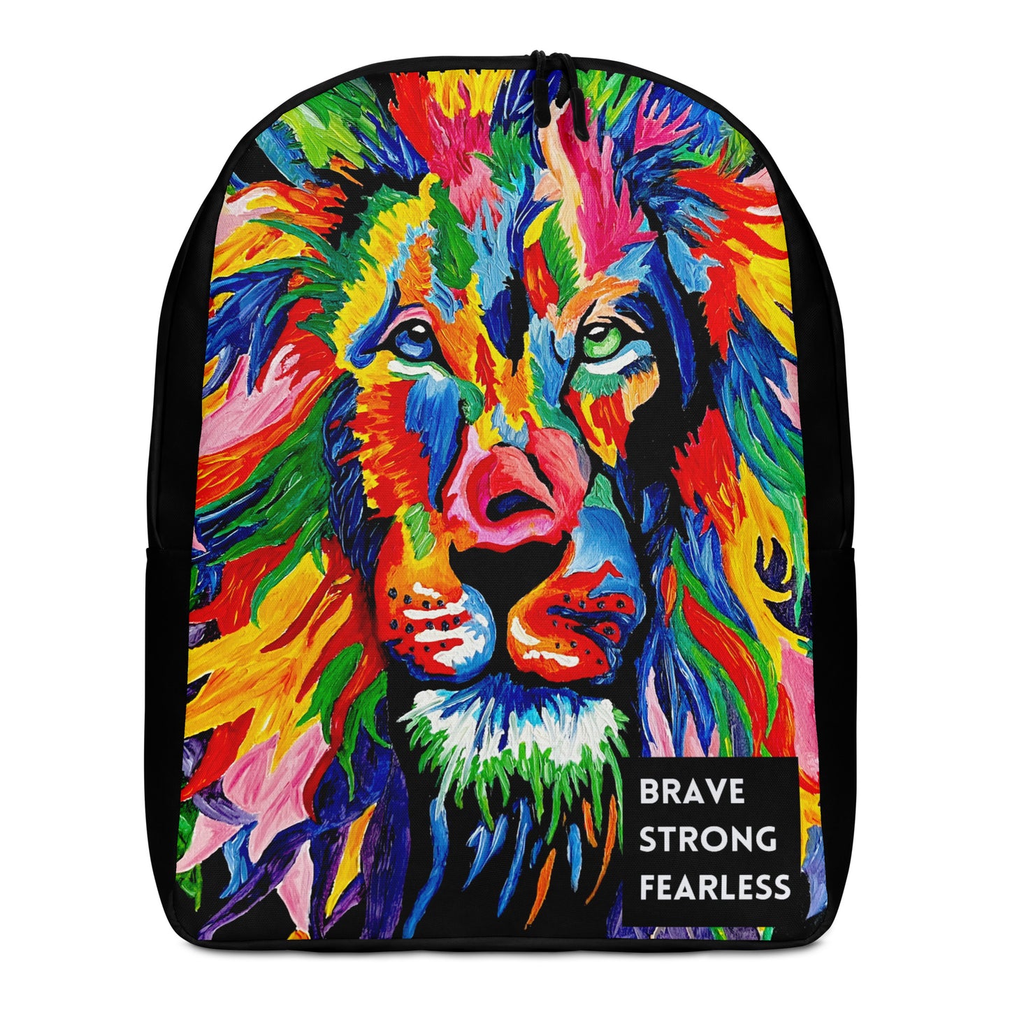 Brave, Strong, Fearless Rainbow Lion Minimalist Backpack