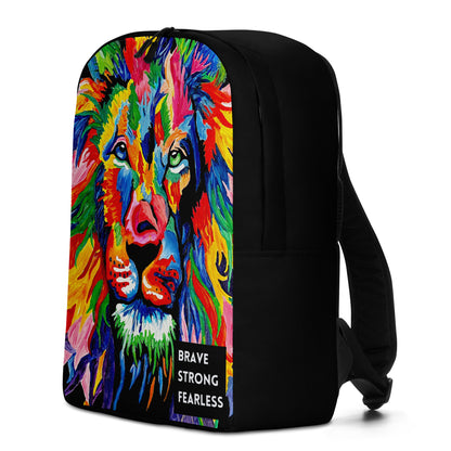 Brave, Strong, Fearless Rainbow Lion Minimalist Backpack