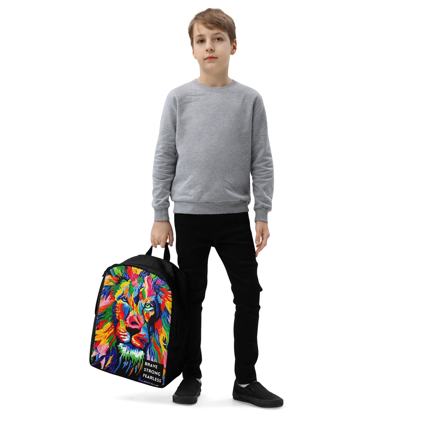 Brave, Strong, Fearless Rainbow Lion Minimalist Backpack