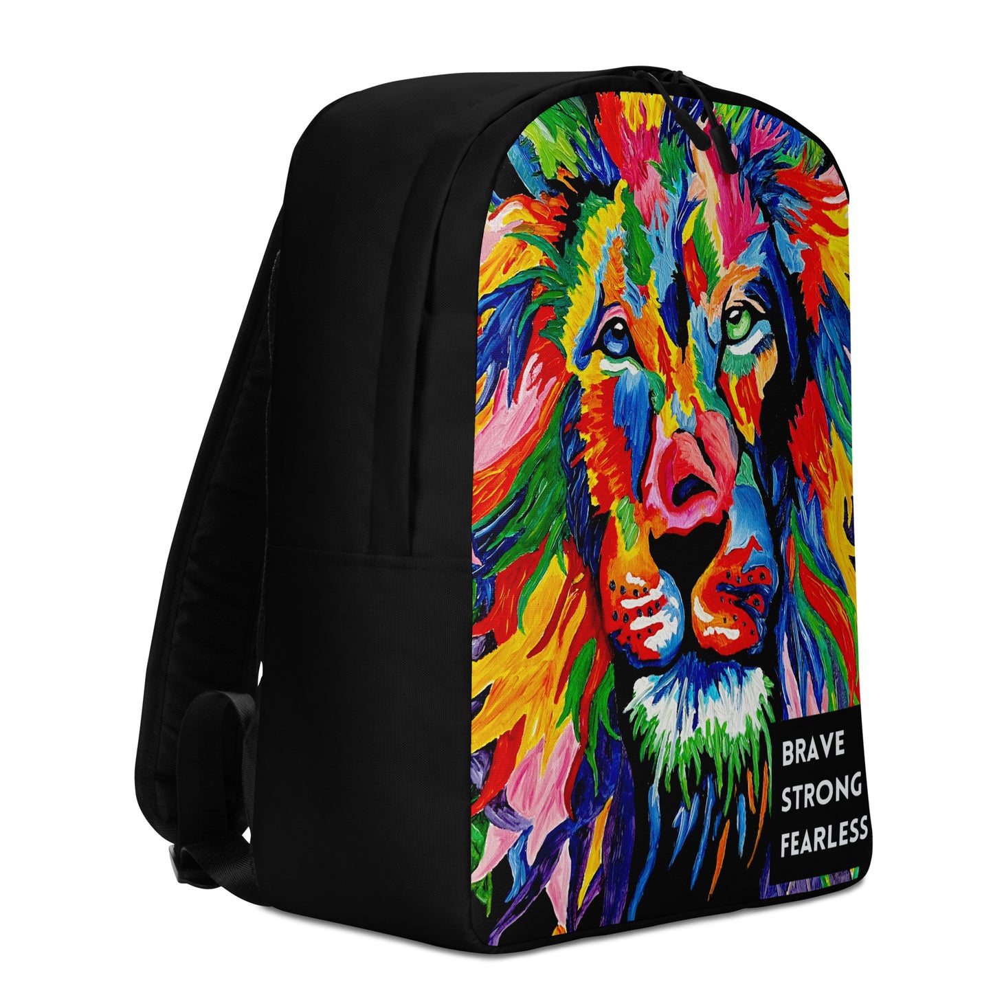 Brave, Strong, Fearless Rainbow Lion Minimalist Backpack