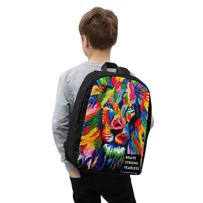 Brave, Strong, Fearless Rainbow Lion Minimalist Backpack