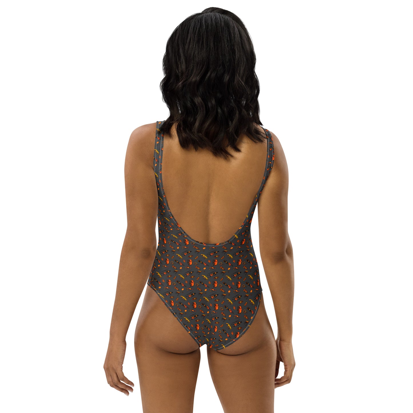 African Bushman & Wildlife One-Piece Swimsuit - Gray