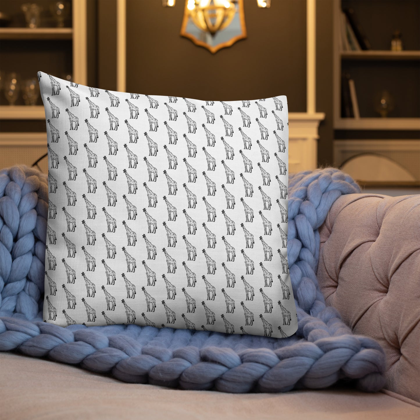 Giraffe Origami Premium Pillow - White