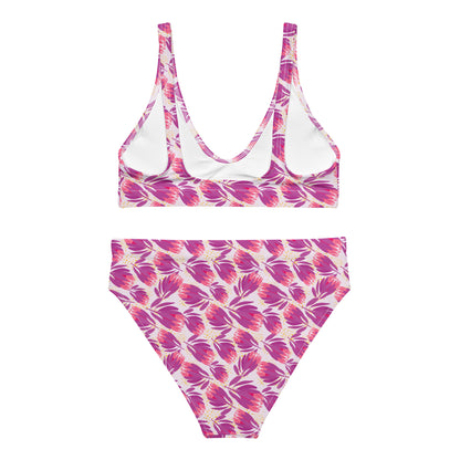 Protea in Pink Recycled high-waisted bikini