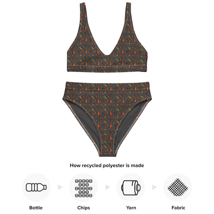 African Bushman & Wildlife Recycled high-waisted bikini