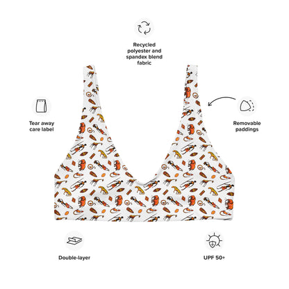 African Bushman & Wildlife Recycled padded bikini top