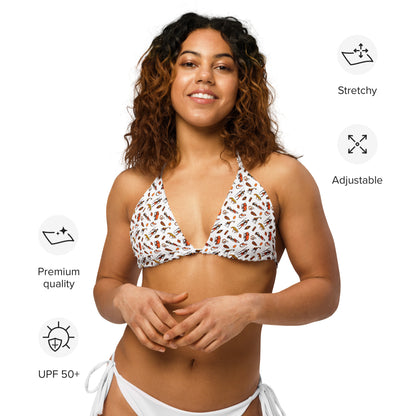 African Bushman & Wildlife recycled string bikini top