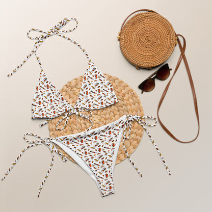 African Bushman & Wildlife recycled string bikini