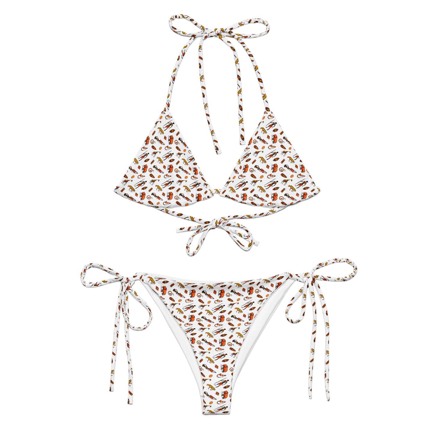 African Bushman & Wildlife recycled string bikini