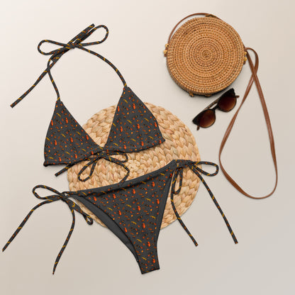 African Bushman & Wildlife recycled string bikini