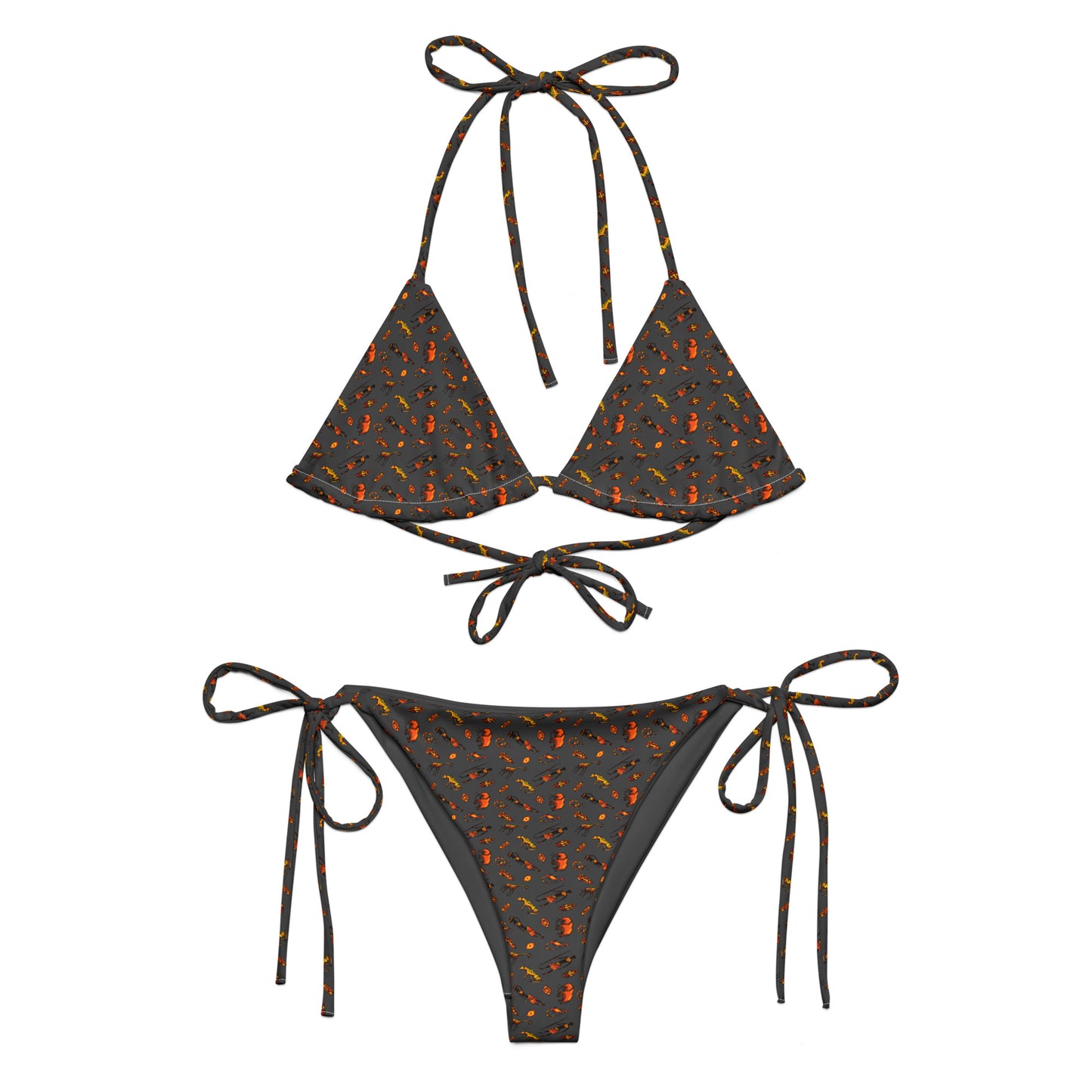 African Bushman & Wildlife recycled string bikini