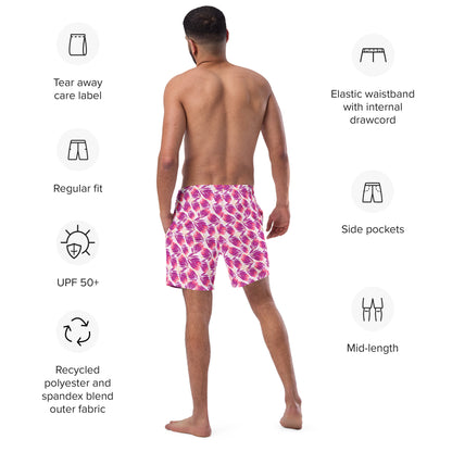 Protea in Pink Men's swim trunks