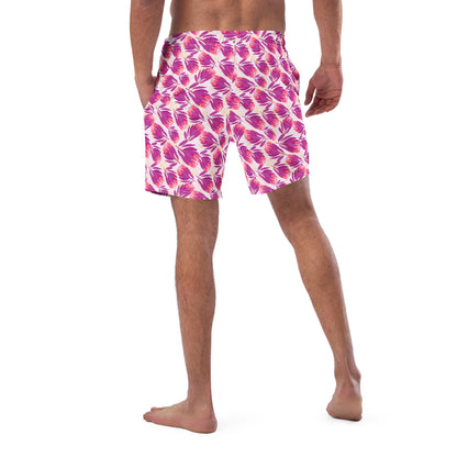 Protea in Pink Men's swim trunks