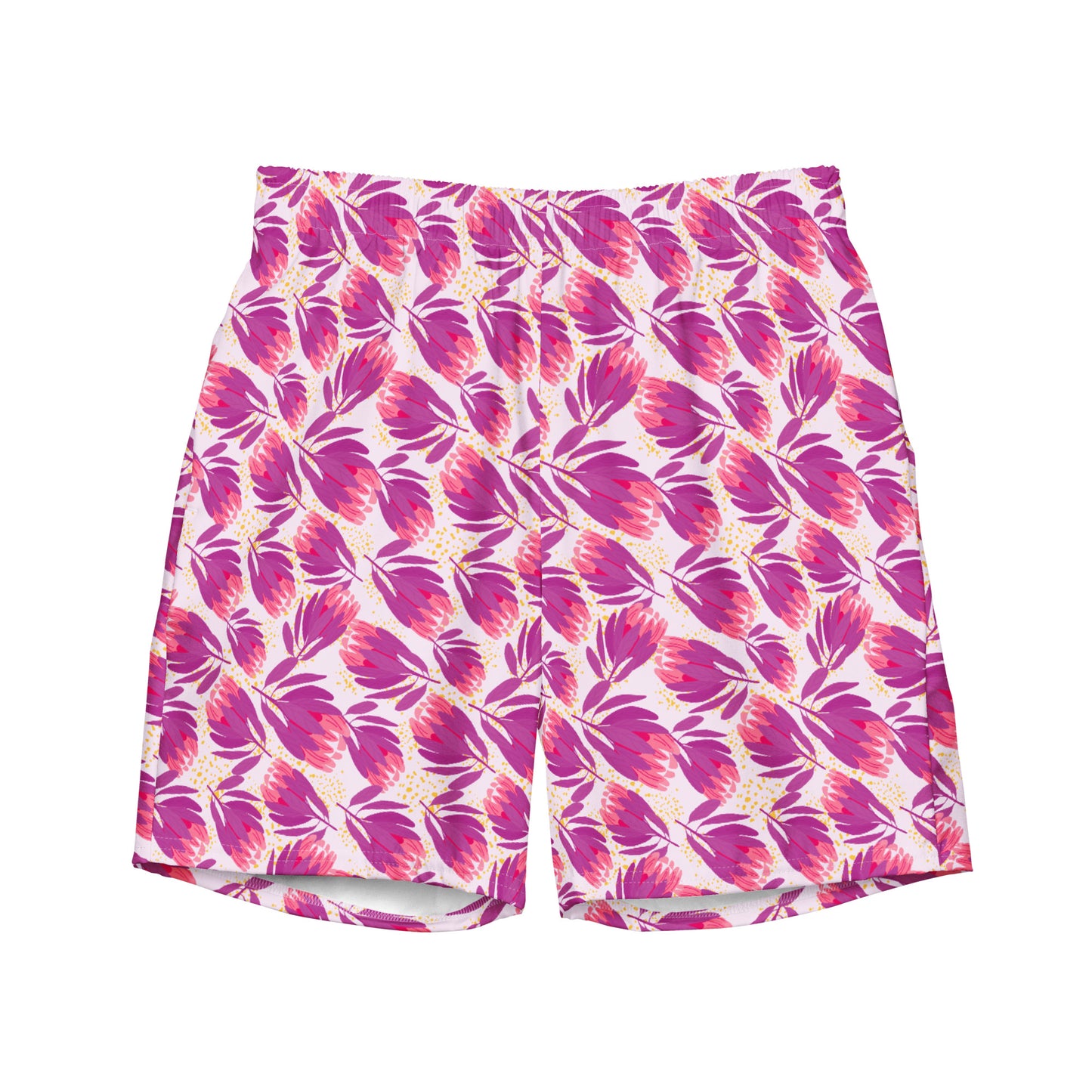 Protea in Pink Men's swim trunks