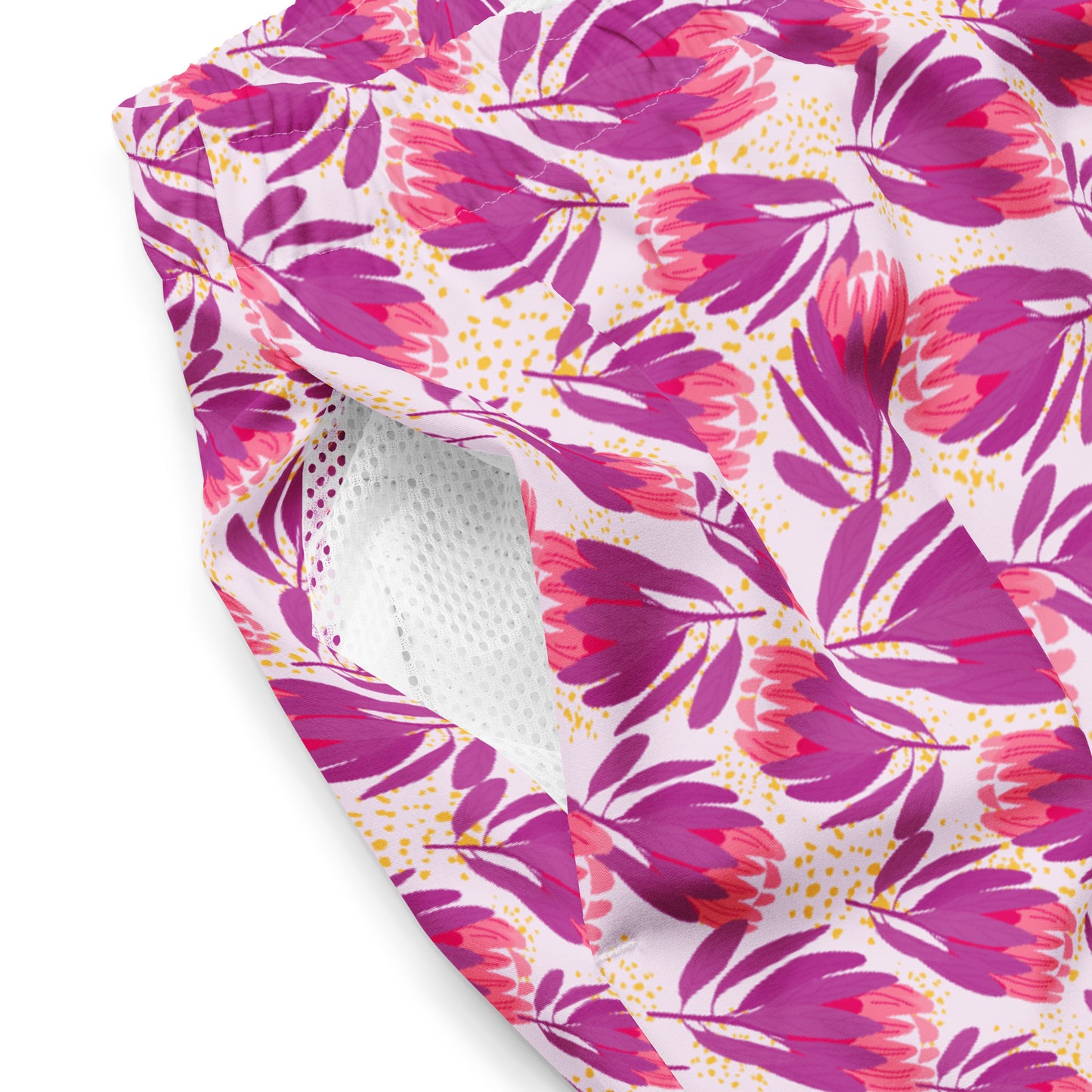 Protea in Pink Men's swim trunks