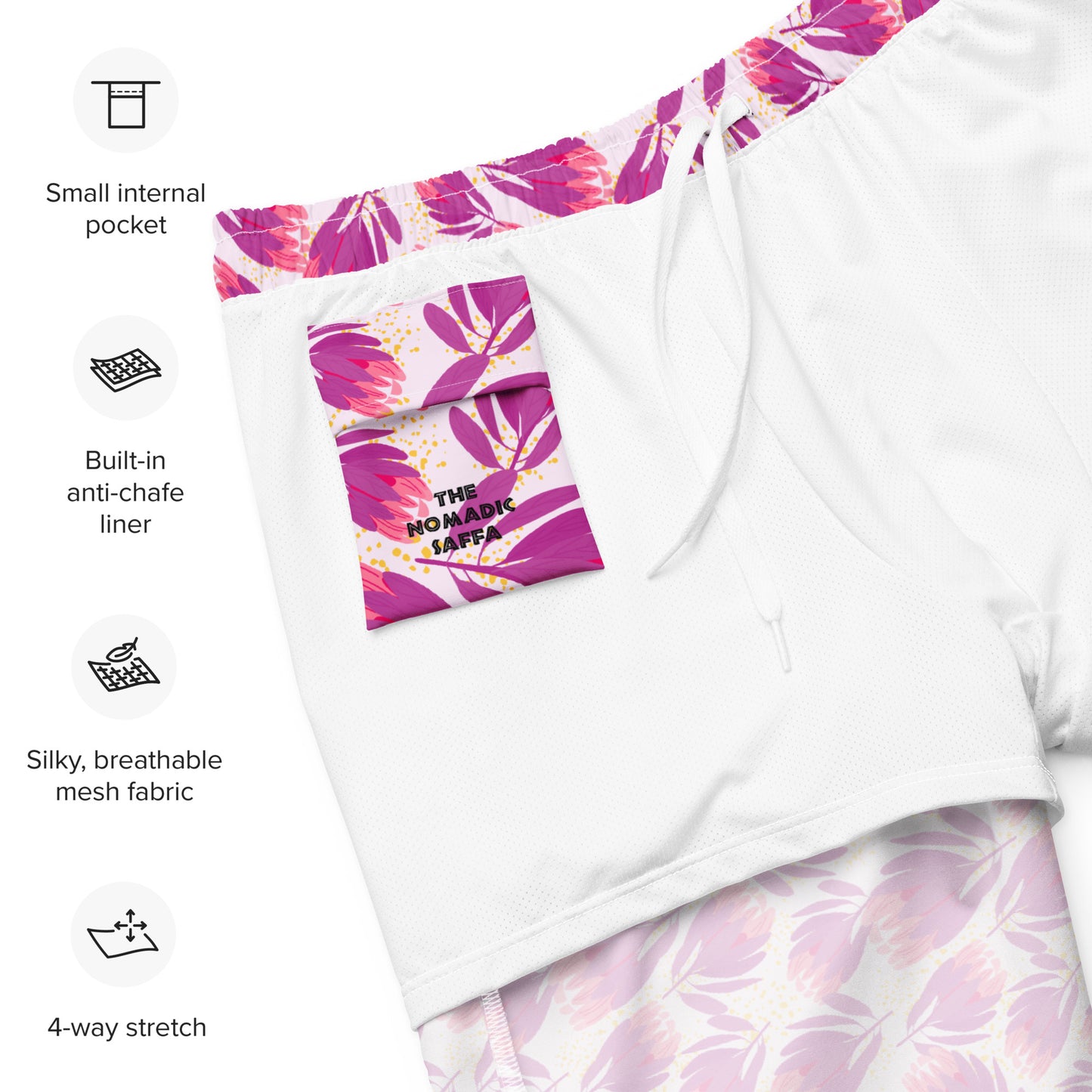 Protea in Pink Men's swim trunks