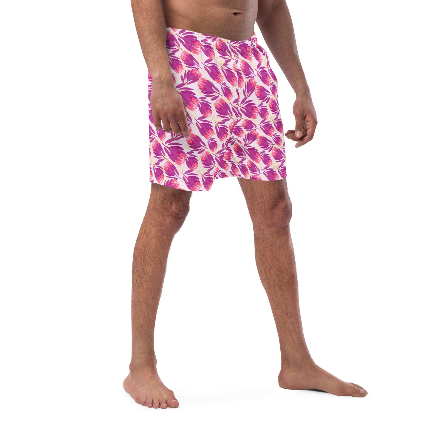 Protea in Pink Men's swim trunks