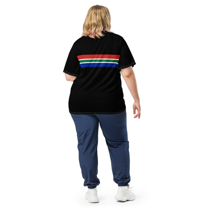 South African Flag Recycled Women's UPF50+ sports jersey - Black