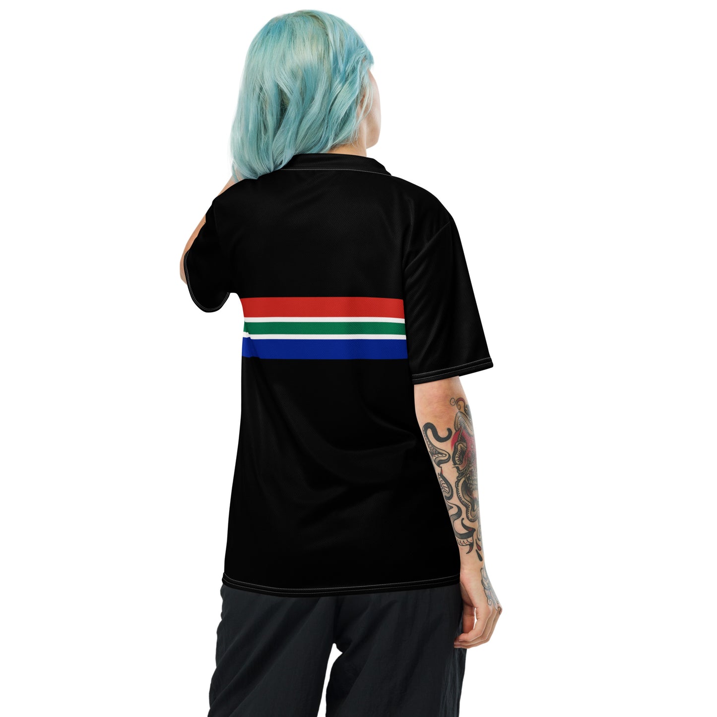 South African Flag Recycled Women's UPF50+ sports jersey - Black