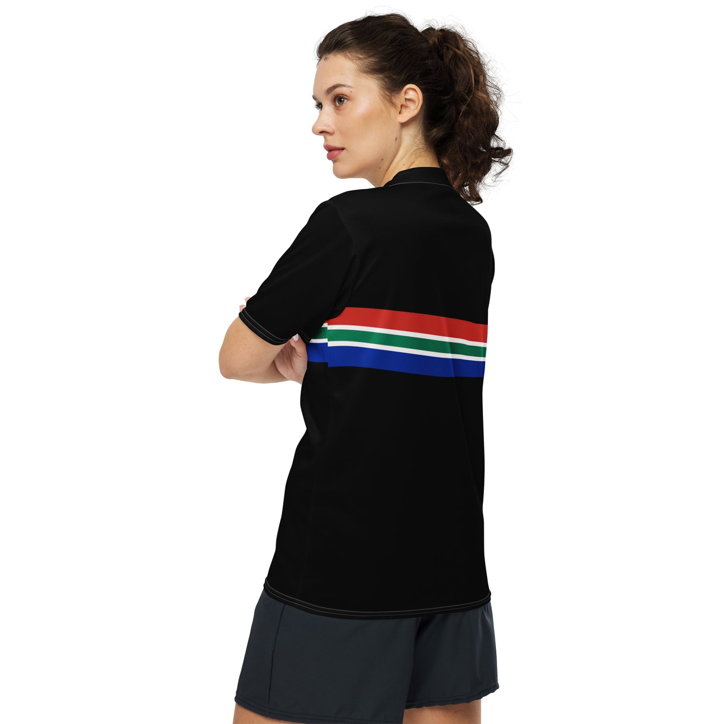 South African Flag Recycled Women's UPF50+ sports jersey - Black