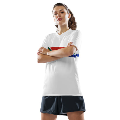 South African Flag Recycled Women's UPF50+ sports jersey - White