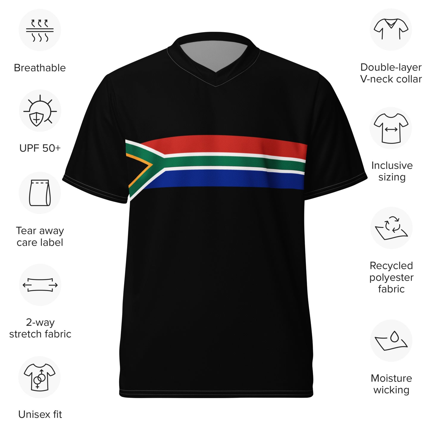 South African Flag Recycled Mens UPF50+ sports jersey