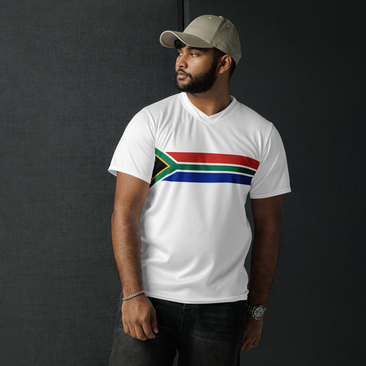 South African Flag Recycled UPF50+ Men's sports jersey - White