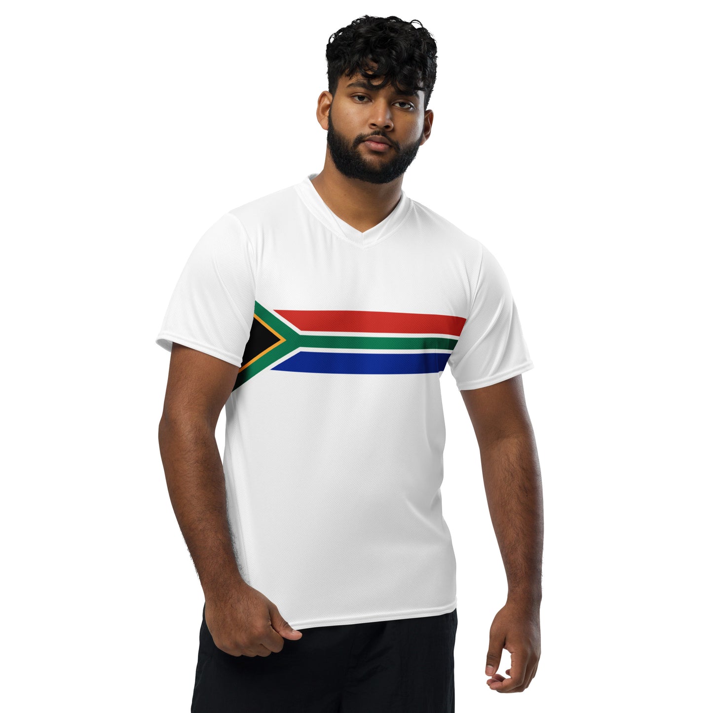 South African Flag Recycled UPF50+ Men's sports jersey - White