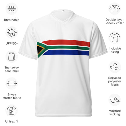 South African Flag Recycled UPF50+ Men's sports jersey - White