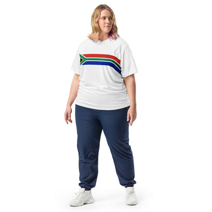 South African Flag Recycled Women's UPF50+ sports jersey - White