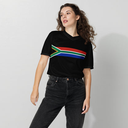 South African Flag Recycled Women's UPF50+ sports jersey - Black