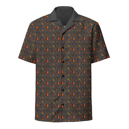 African Bushman & Wildlife Unisex button shirt - Gray