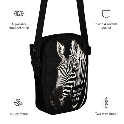 Beautiful Strong Fierce Zebra Utility crossbody bag