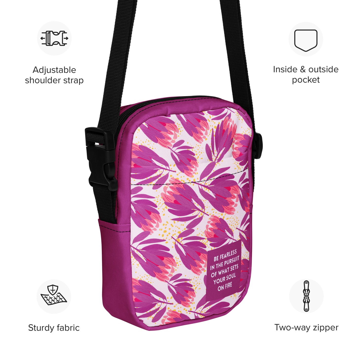 Spunky Protea - Be Fearless - Utility crossbody bag