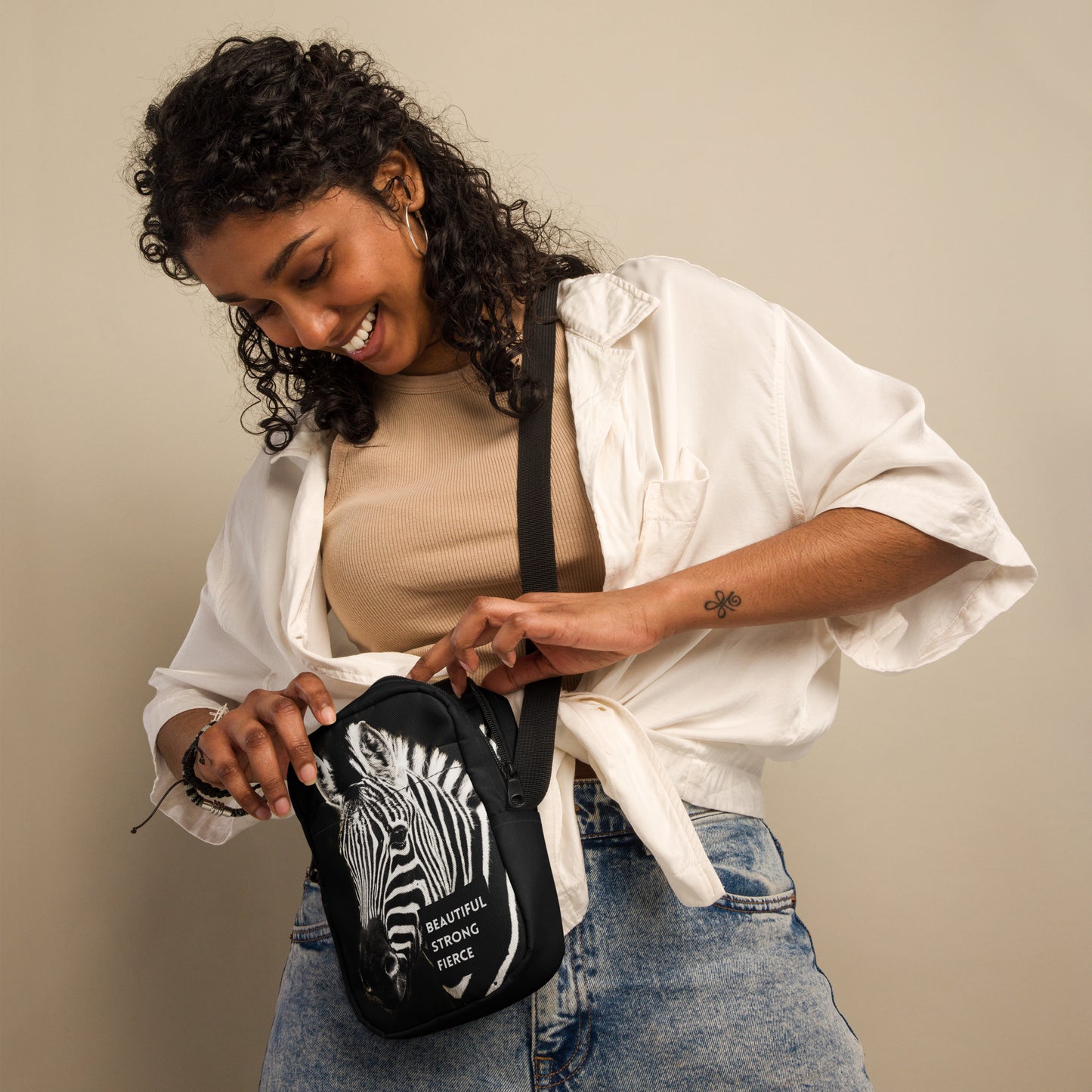 Beautiful Strong Fierce Zebra Utility crossbody bag