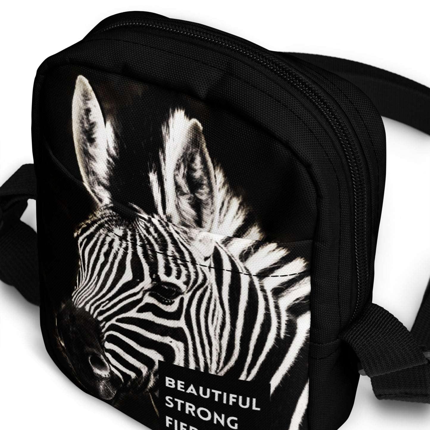 Beautiful Strong Fierce Zebra Utility crossbody bag