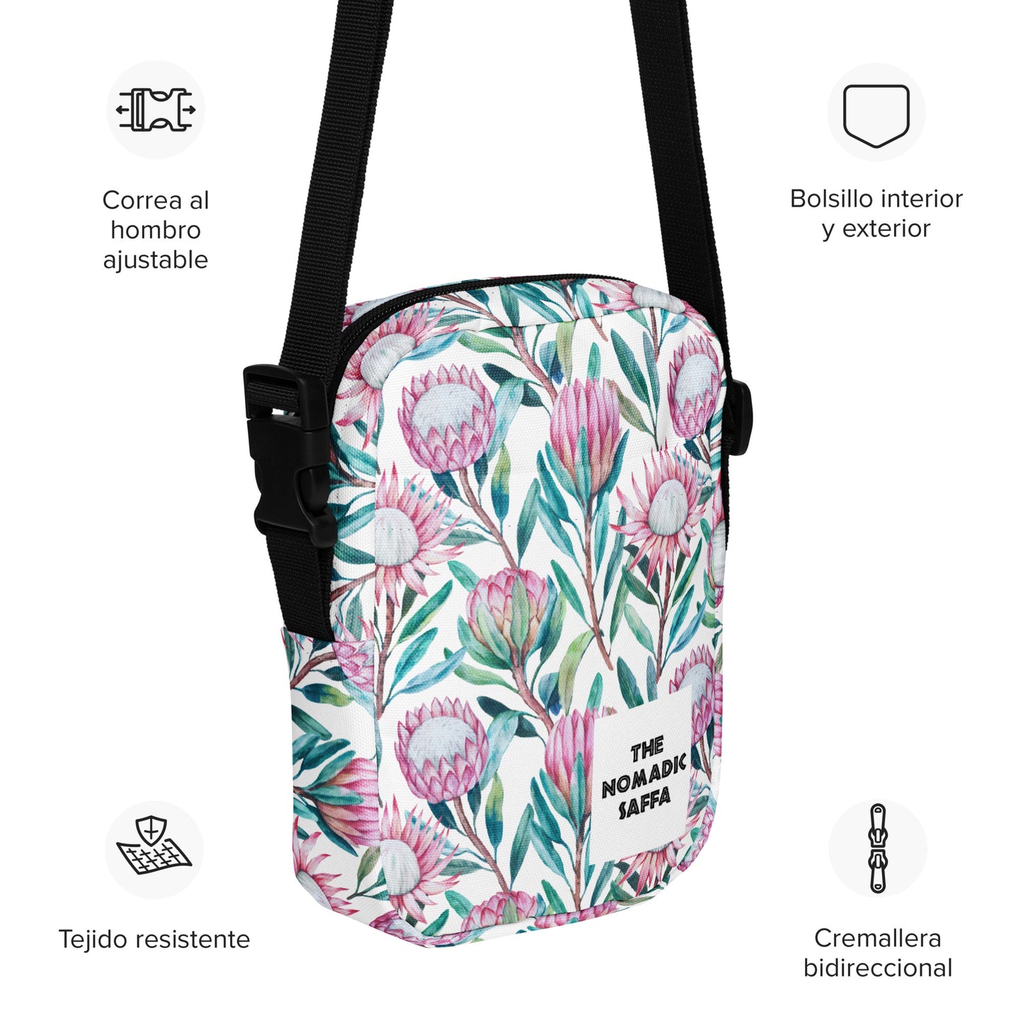 Elegant Protea Utility crossbody bag