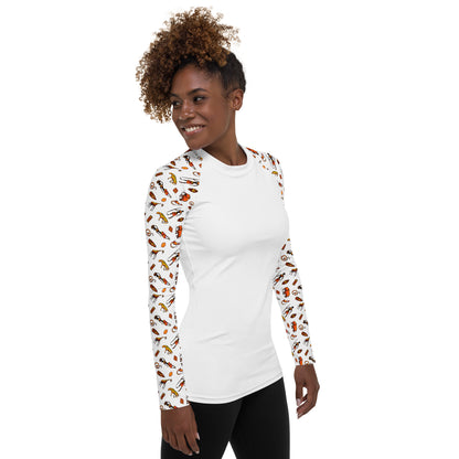 African Bushman & Wildlife Women's Rash Guard - Sleeves/White