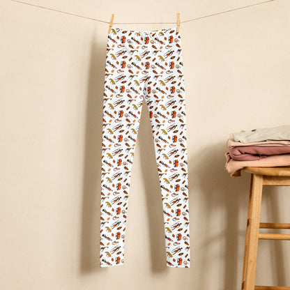 African Bushman & Wildlife Youth Leggings - White