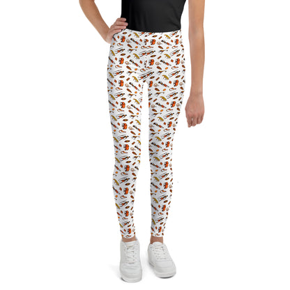 African Bushman & Wildlife Youth Leggings - White