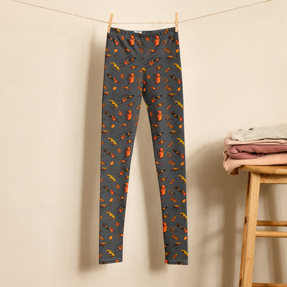 African Bushman & Wildlife Youth Leggings - Gray