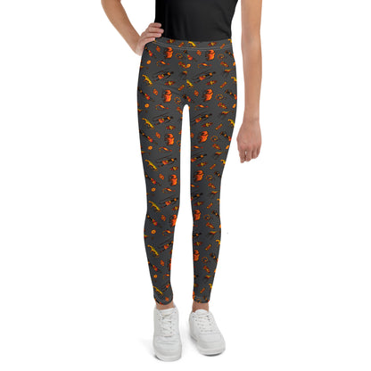 African Bushman & Wildlife Youth Leggings - Gray