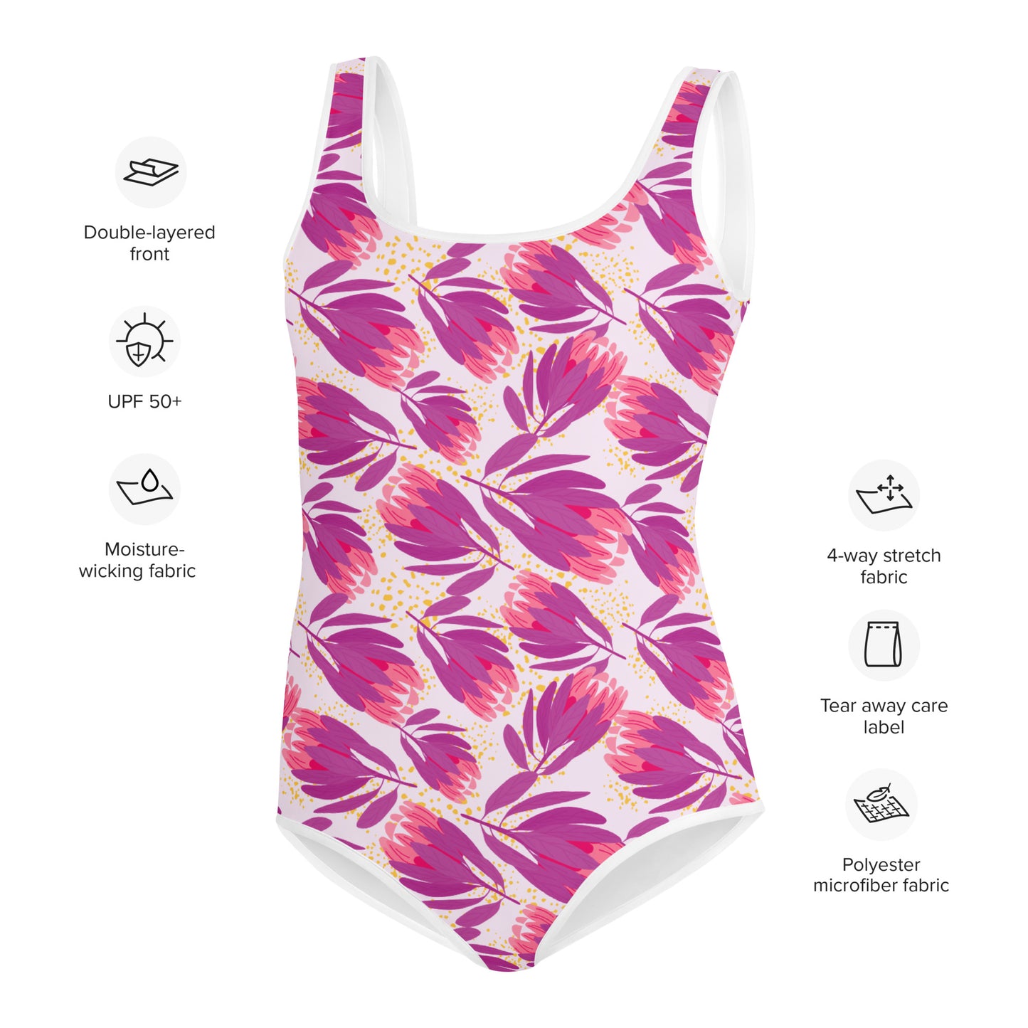 Protea in Pink Youth Swimsuit