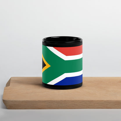 South African Flag Mug - Black Glossy Gift