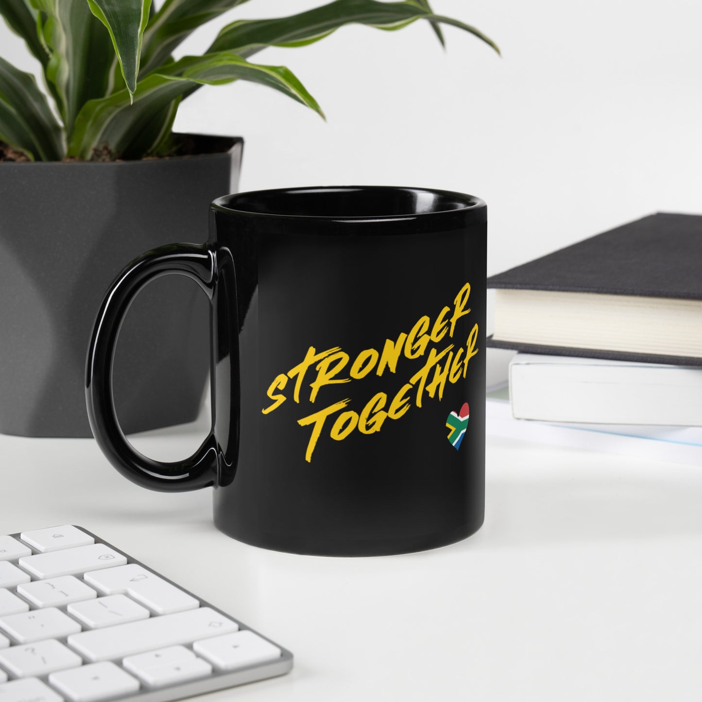 Stronger Together SA Black Glossy Mug